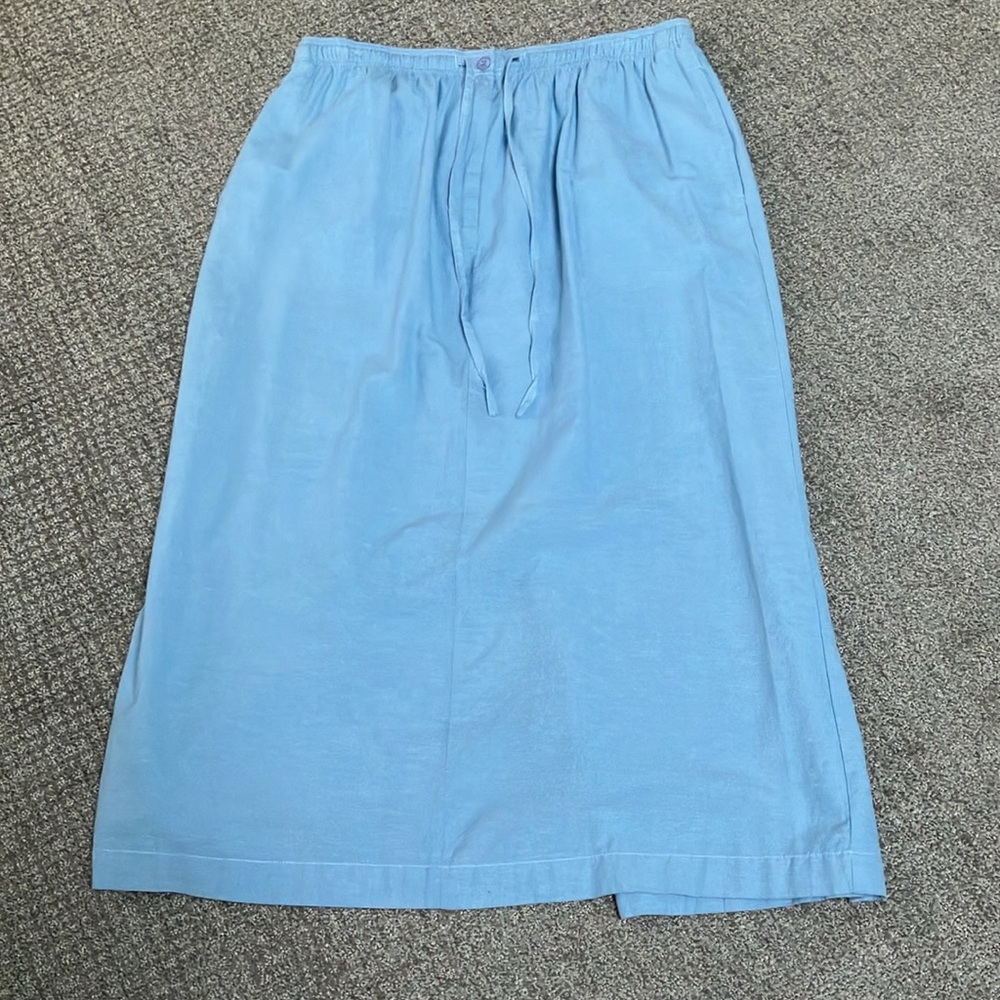 Blue 100% Cotton Skirt by Karen Scott Elastic Waist Zipper Pockets Casual Comfy